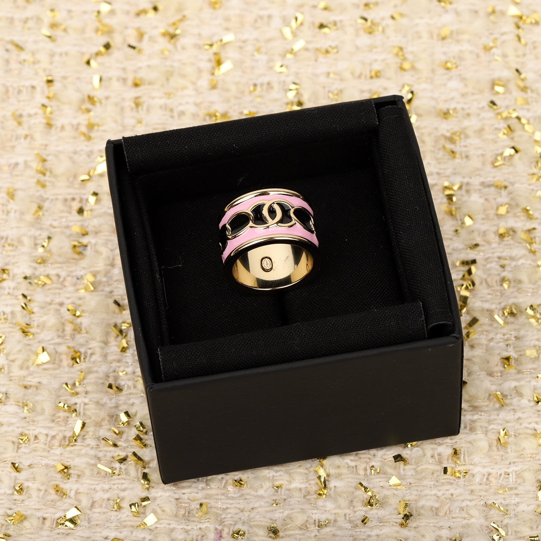pink enamel drip oil circle ring jza68