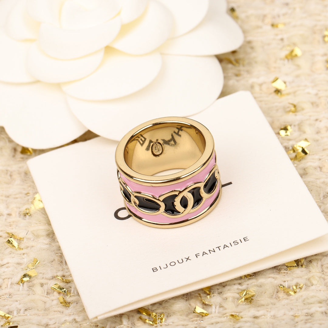 pink enamel drip oil circle ring jza68