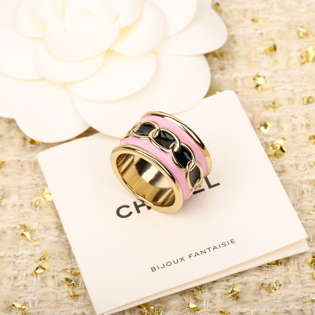 pink enamel drip oil circle ring jza68