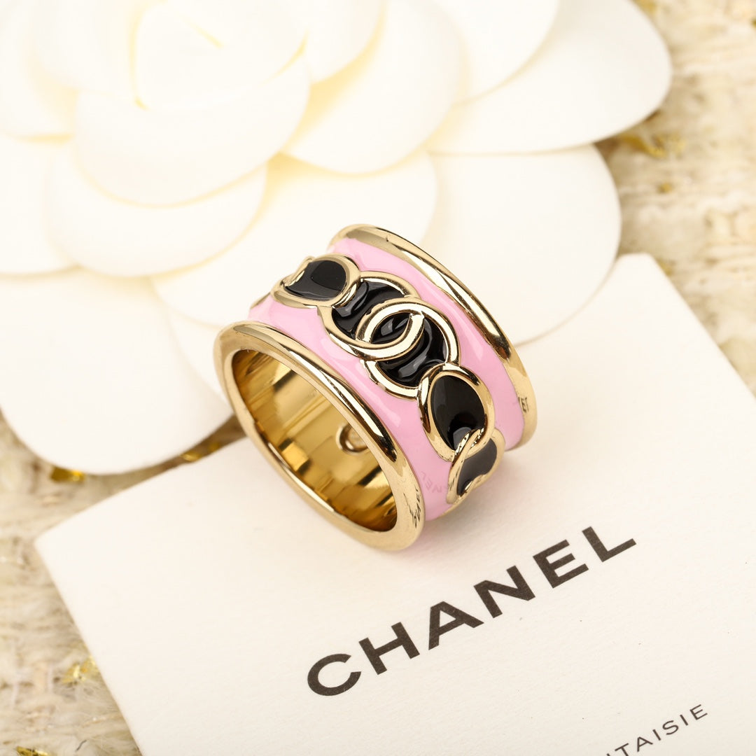 pink enamel drip oil circle ring jza68