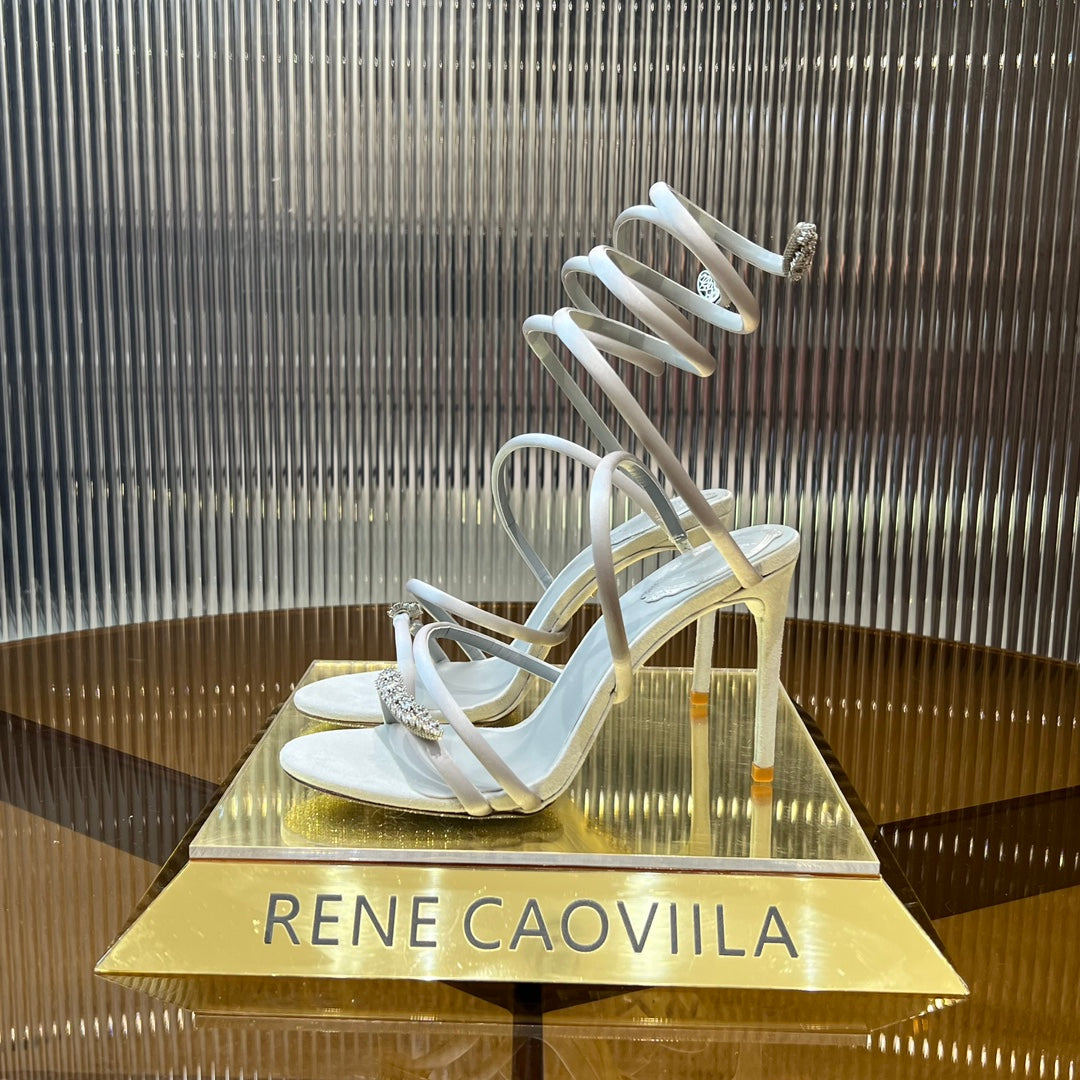 water diamond serpentine silk wrapped foot ring high heels open toed white sandals xzh216