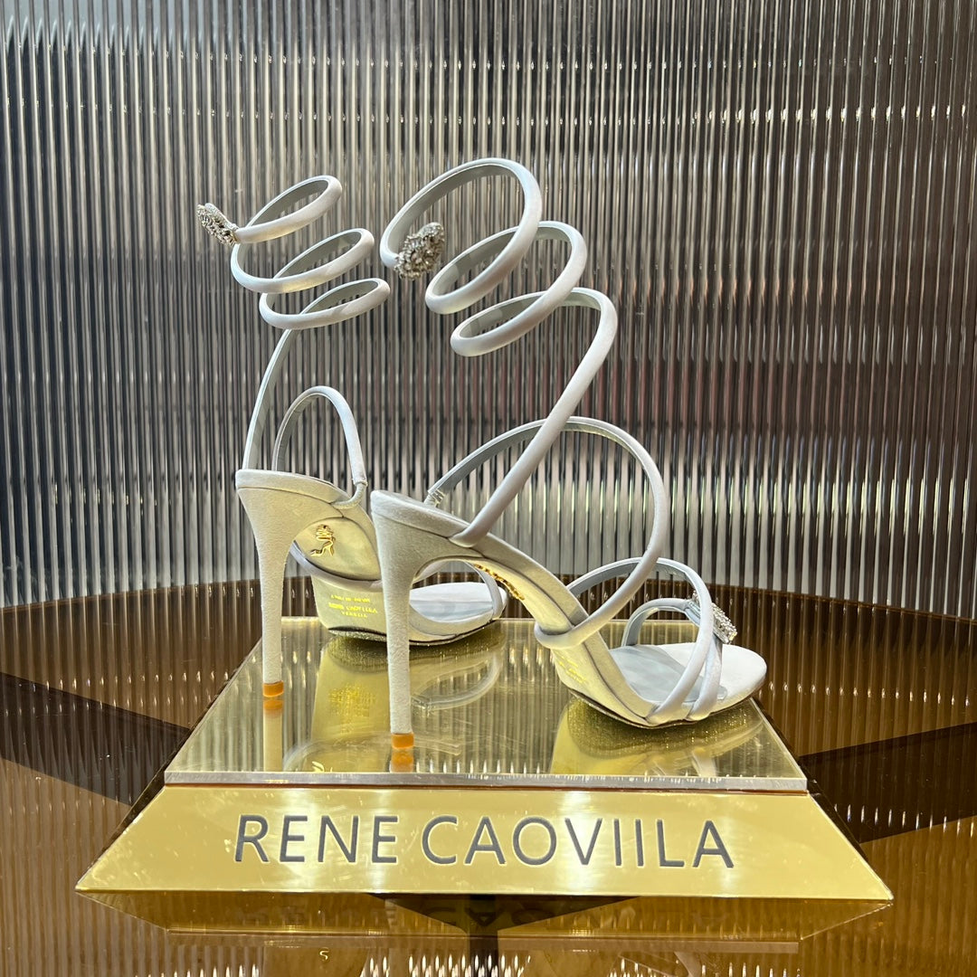 water diamond serpentine silk wrapped foot ring high heels open toed white sandals xzh216