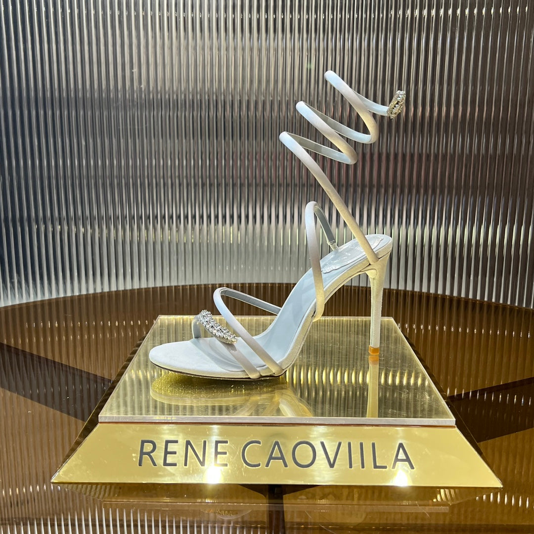 water diamond serpentine silk wrapped foot ring high heels open toed white sandals xzh216