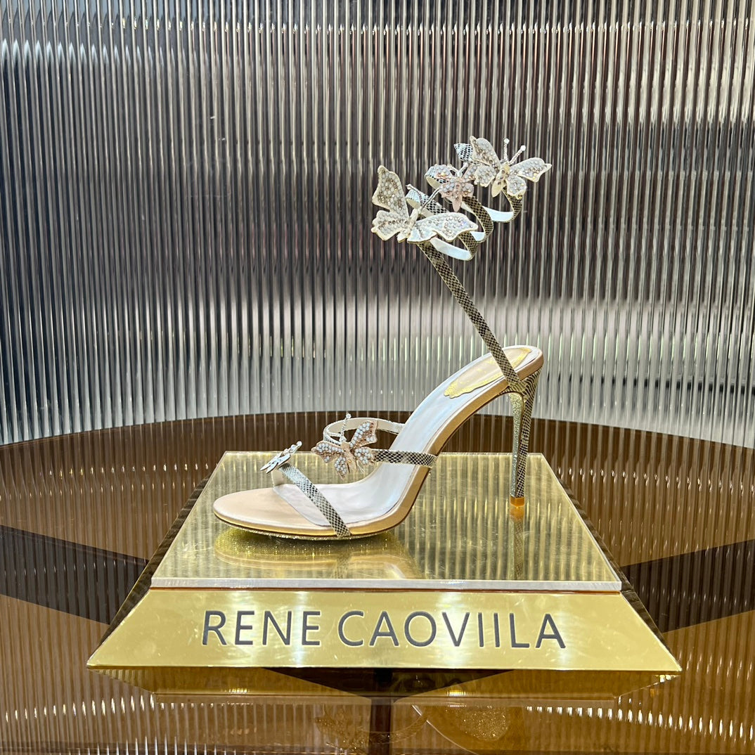 silver snake shaped butterfly wrapped ankle loop high heeled sandals xzh219
