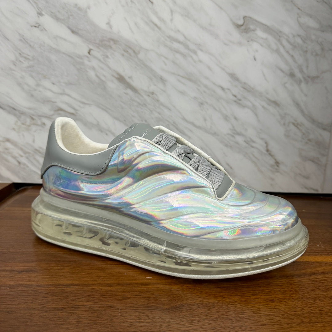 Colorful silver thick soled women's wavy patent leather air cushion sports shoes XZH237