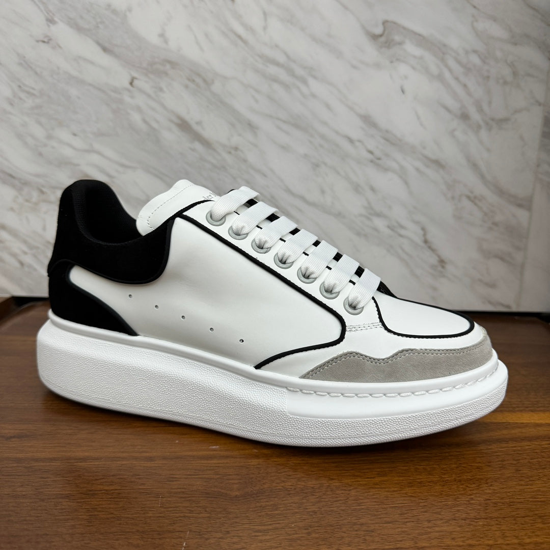 White shoes for men, spliced contrasting casual cowhide board shoes,sneakers XZH214