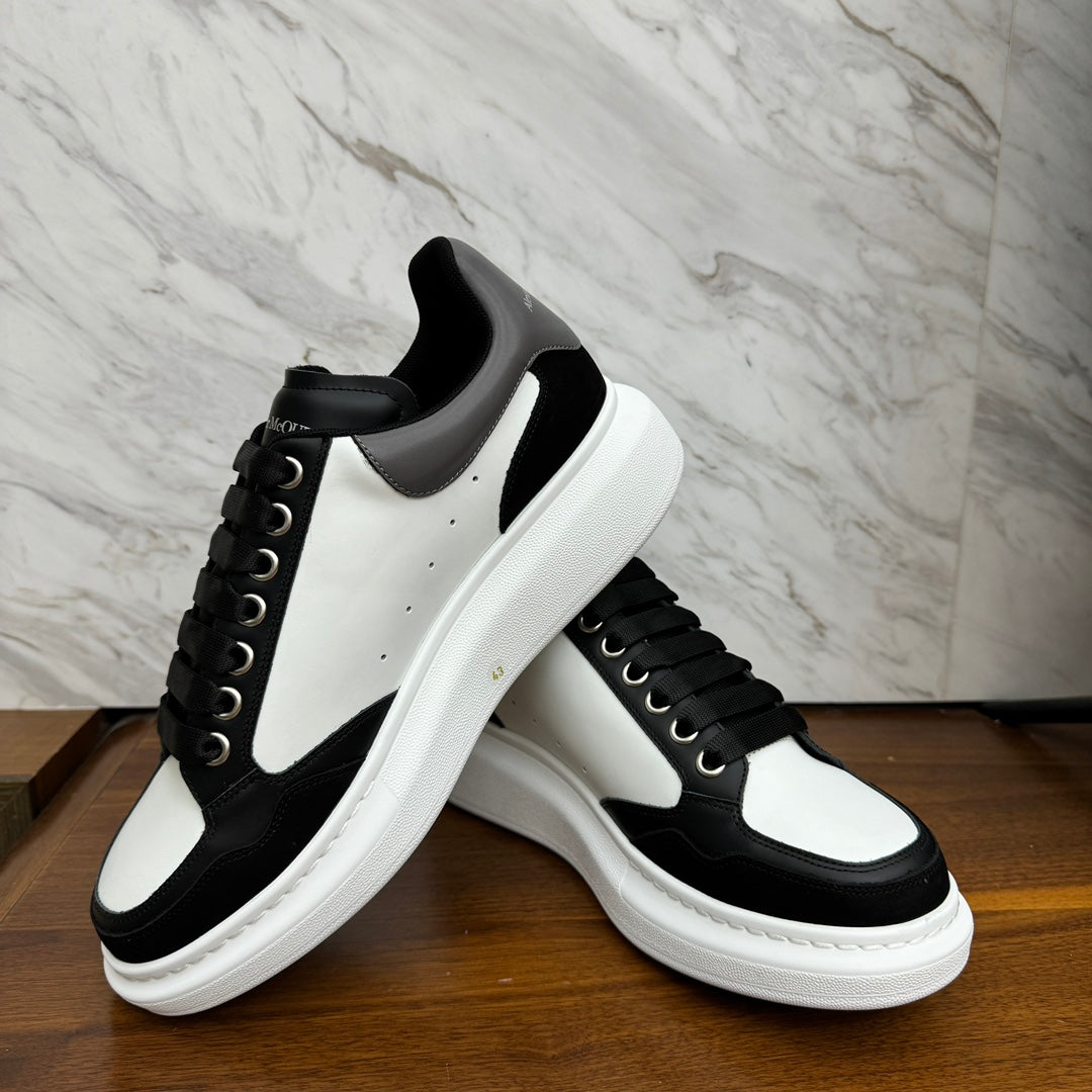 White white shoes men's spliced black and white contrasting leather board shoes sneakers XZH214