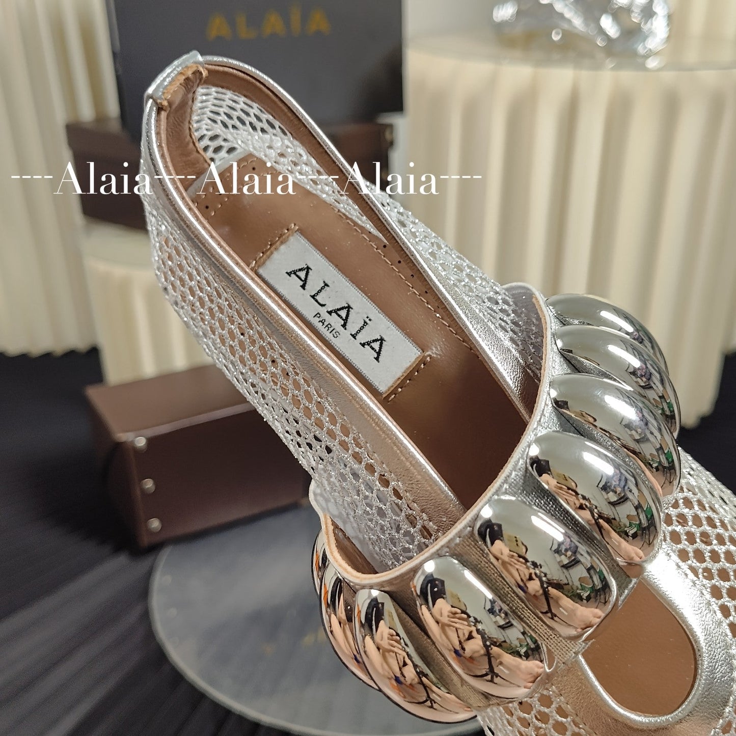 Sheepskin round toe mesh flat ballet shoes silver single shoe XZH232