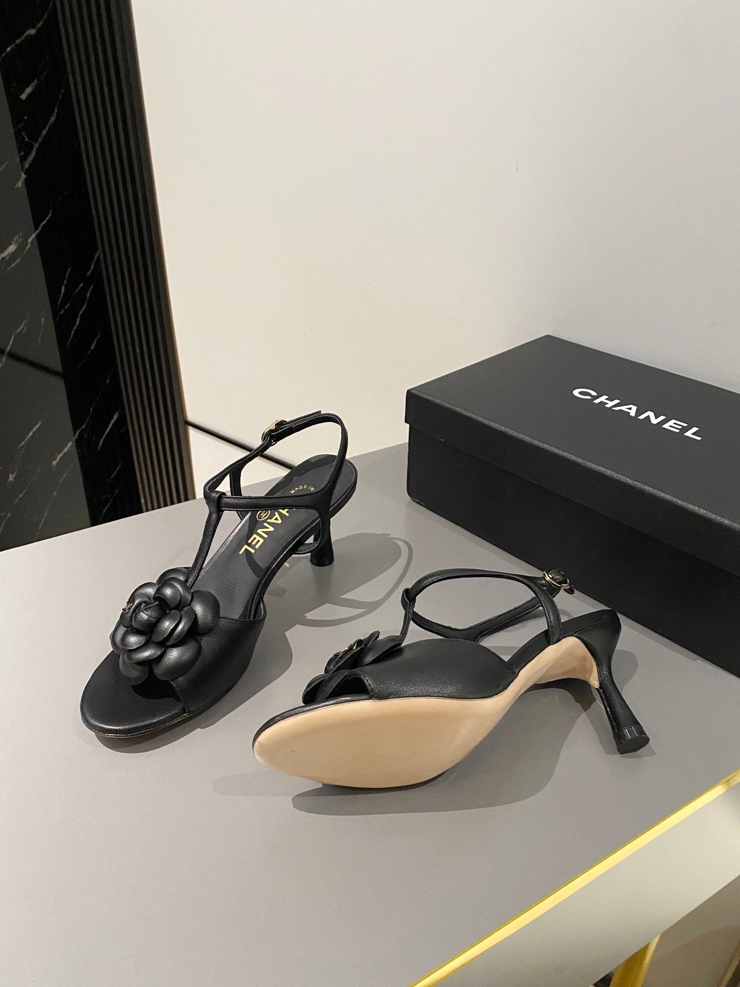 round head mountain camellia black high heeled water platform sandals xzh222