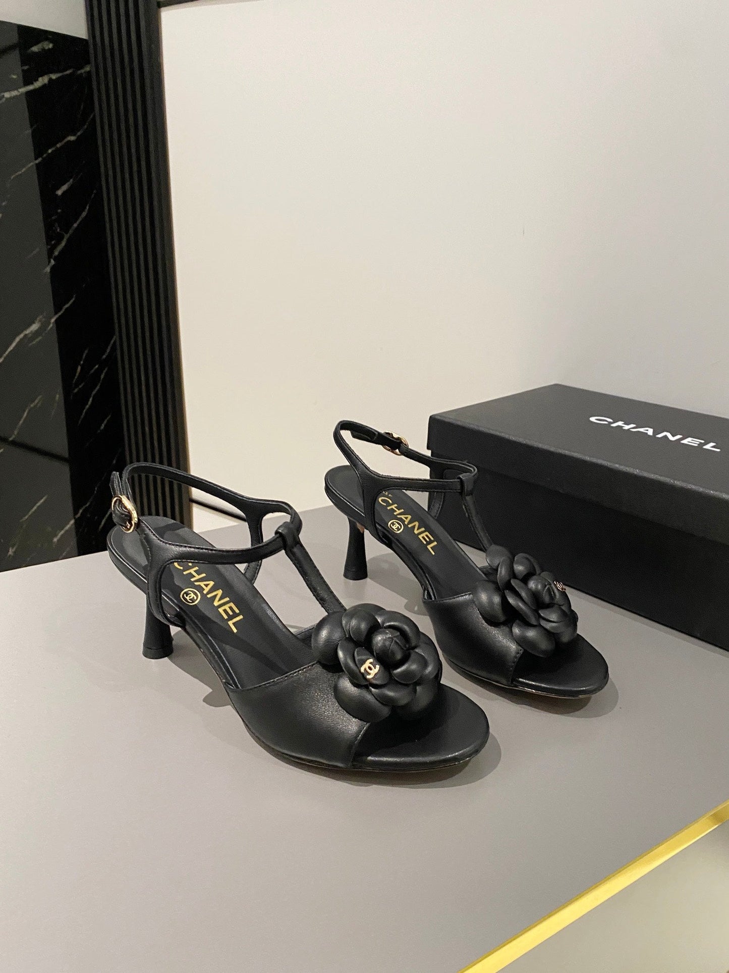 round head mountain camellia black high heeled water platform sandals xzh222