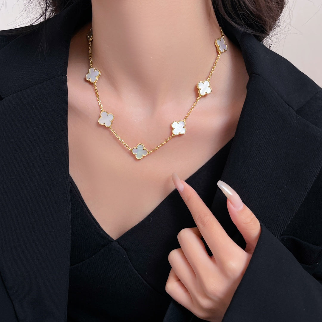 Vca Ten Flower White Beimu Gold Necklace XLA162