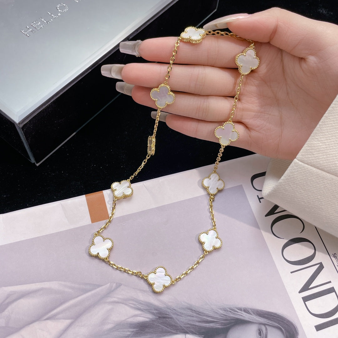 Vca Ten Flower White Beimu Gold Necklace XLA162