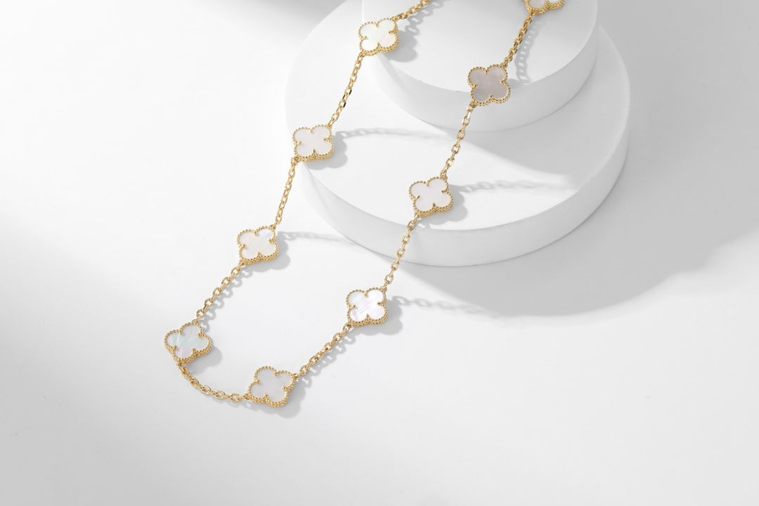 Vca Ten Flower White Beimu Gold Necklace XLA162