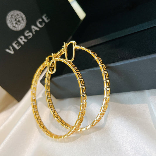 versace exaggerated geometric large circle gold earrings eha187