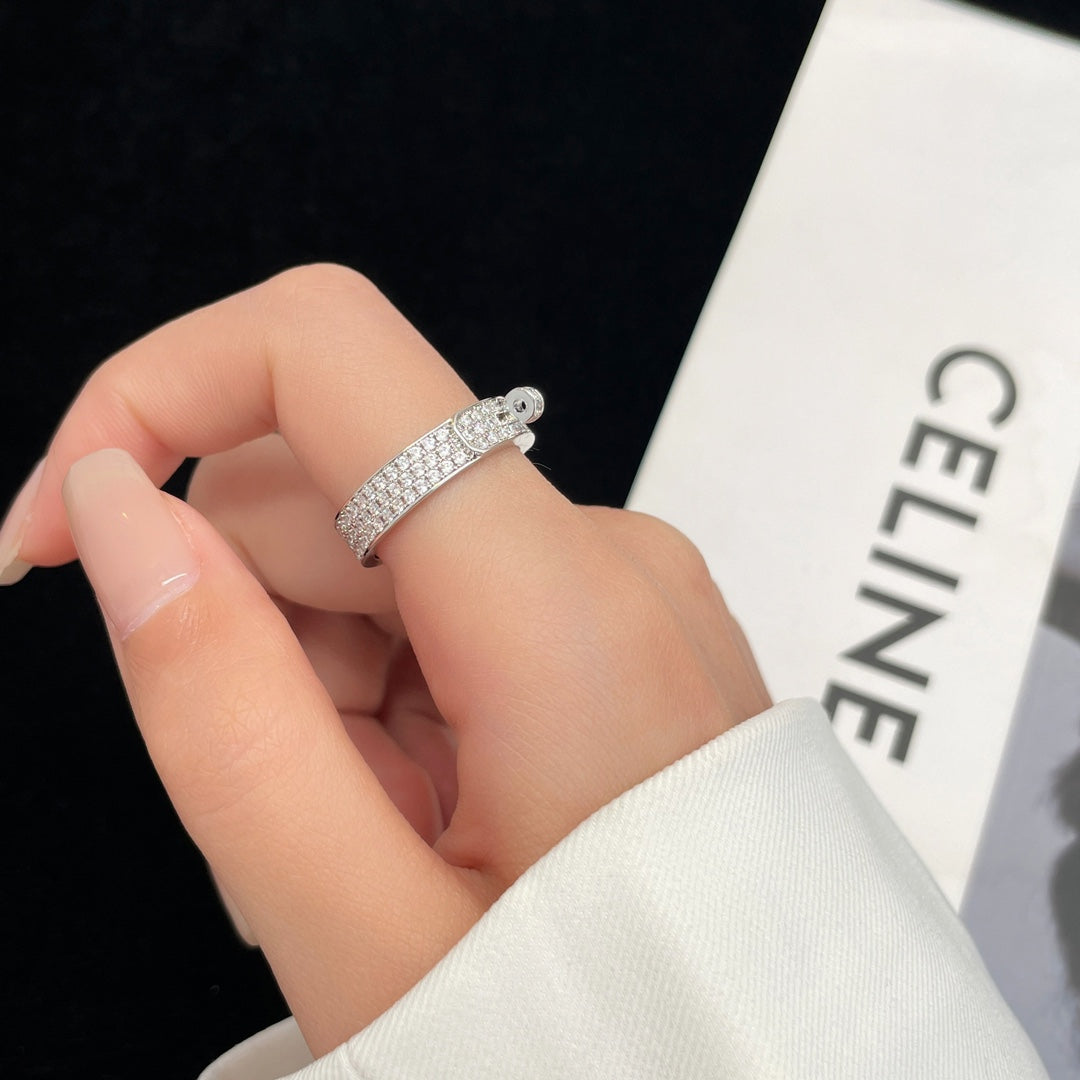 h full diamond lock head pig nose platinum ring