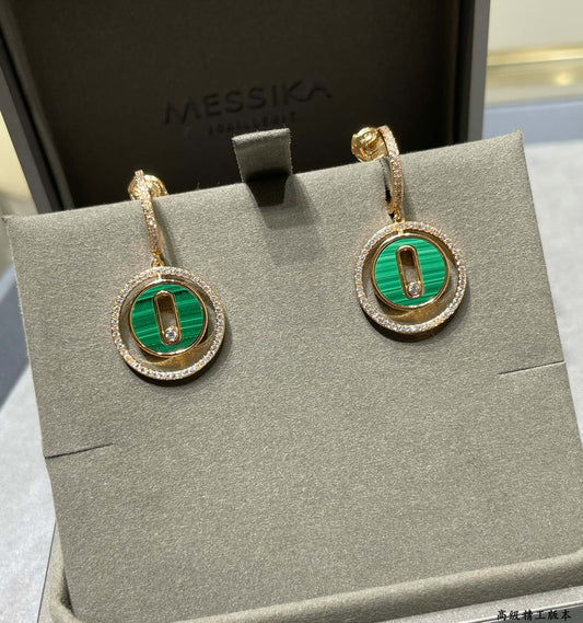 round natural peacock stone dynamic earrings eha271