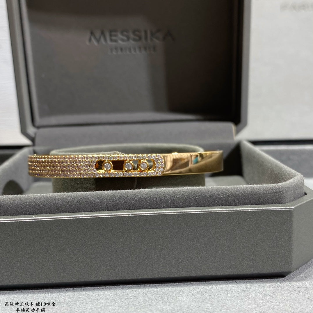 V-Gold Meisika Half Diamond Dynamic Platinum Bracelet SLA69