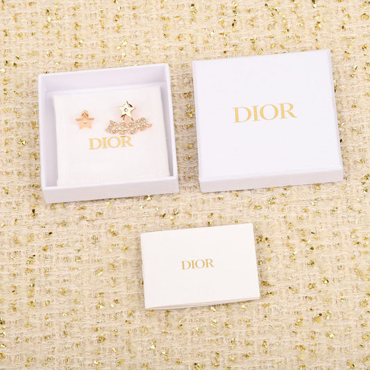 fashion rose gold letter full diamond earrings eha189
