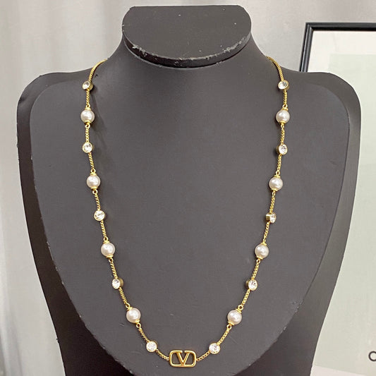 Golden Pearl Water Diamond Necklace XLA243