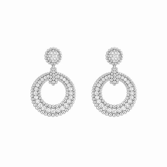 solid silver beaded circle full diamond earrings eha225
