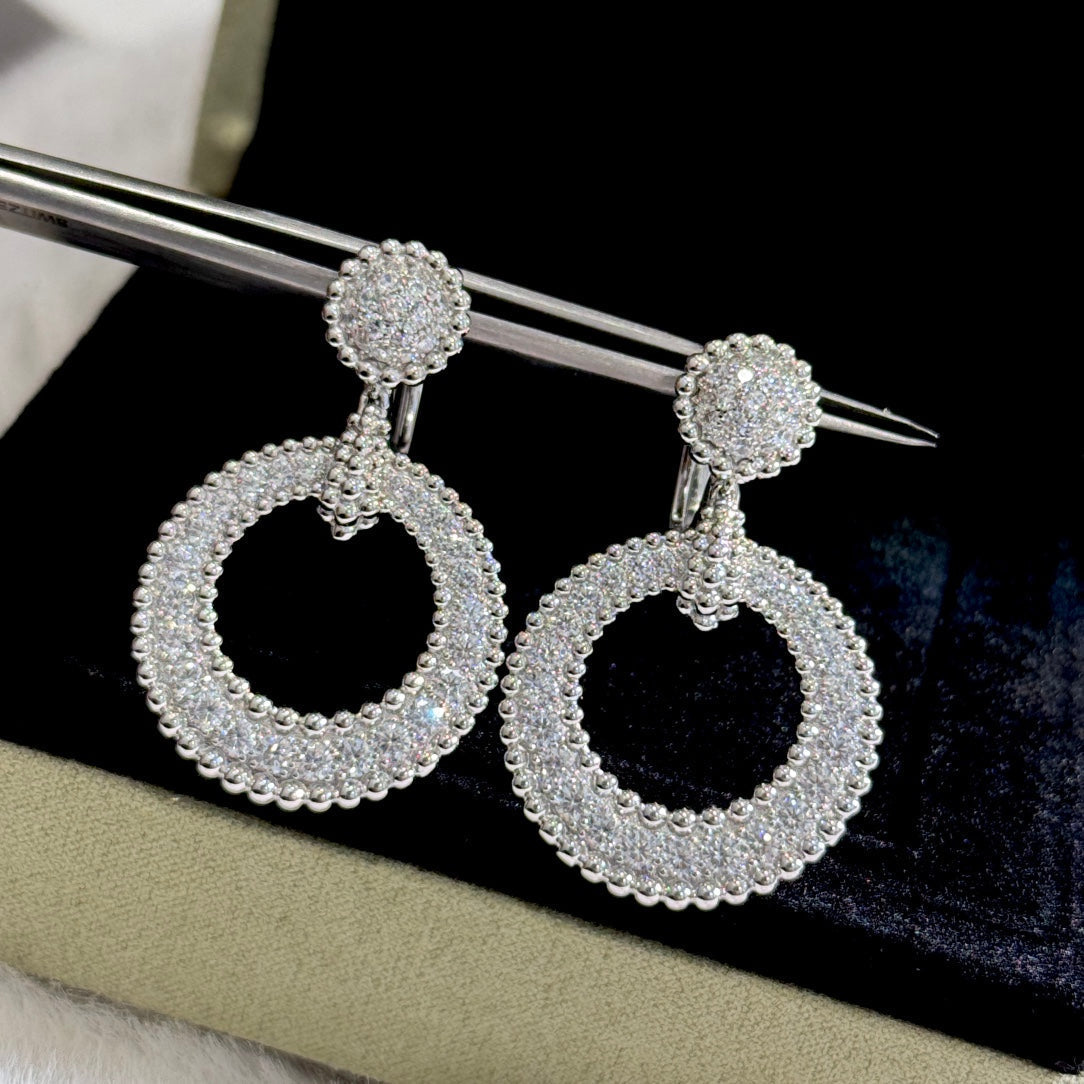 solid silver beaded circle full diamond earrings eha225