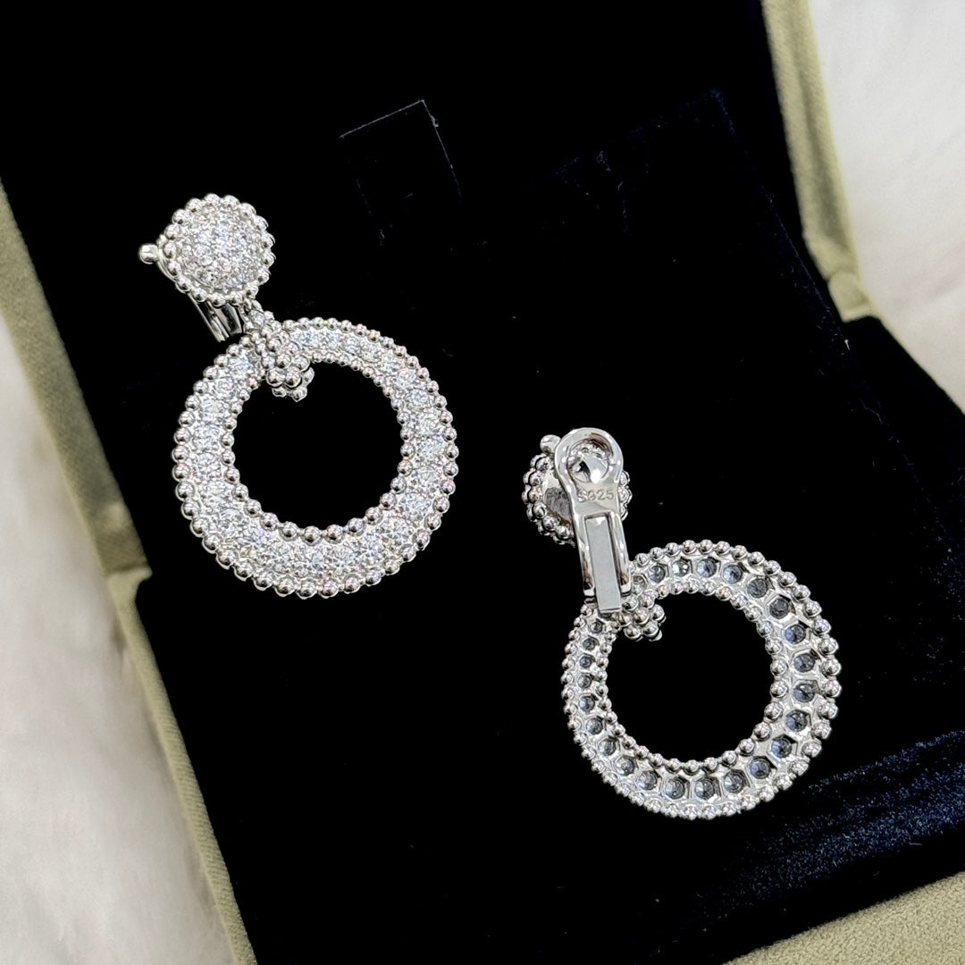 solid silver beaded circle full diamond earrings eha225