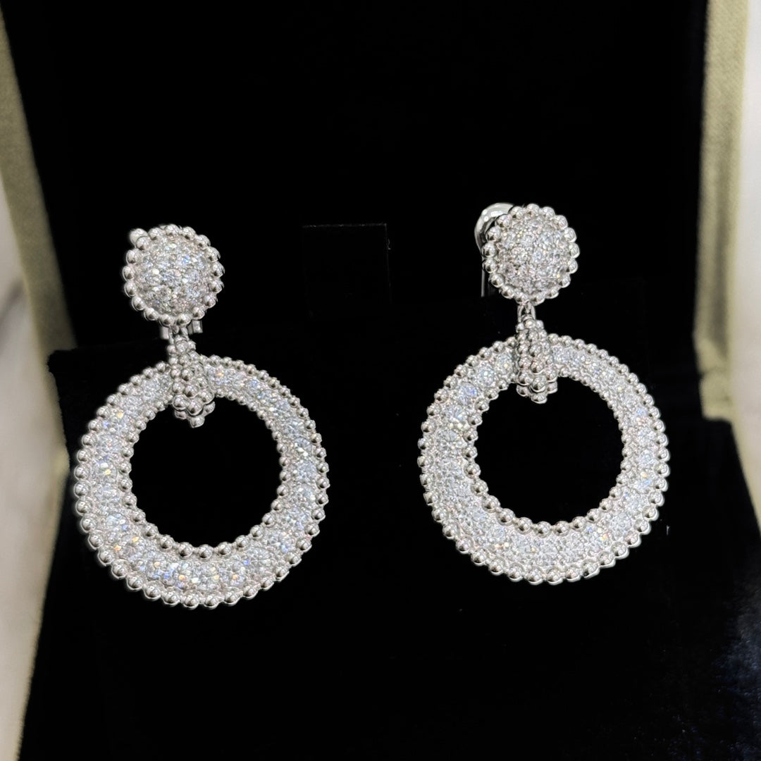 solid silver beaded circle full diamond earrings eha225