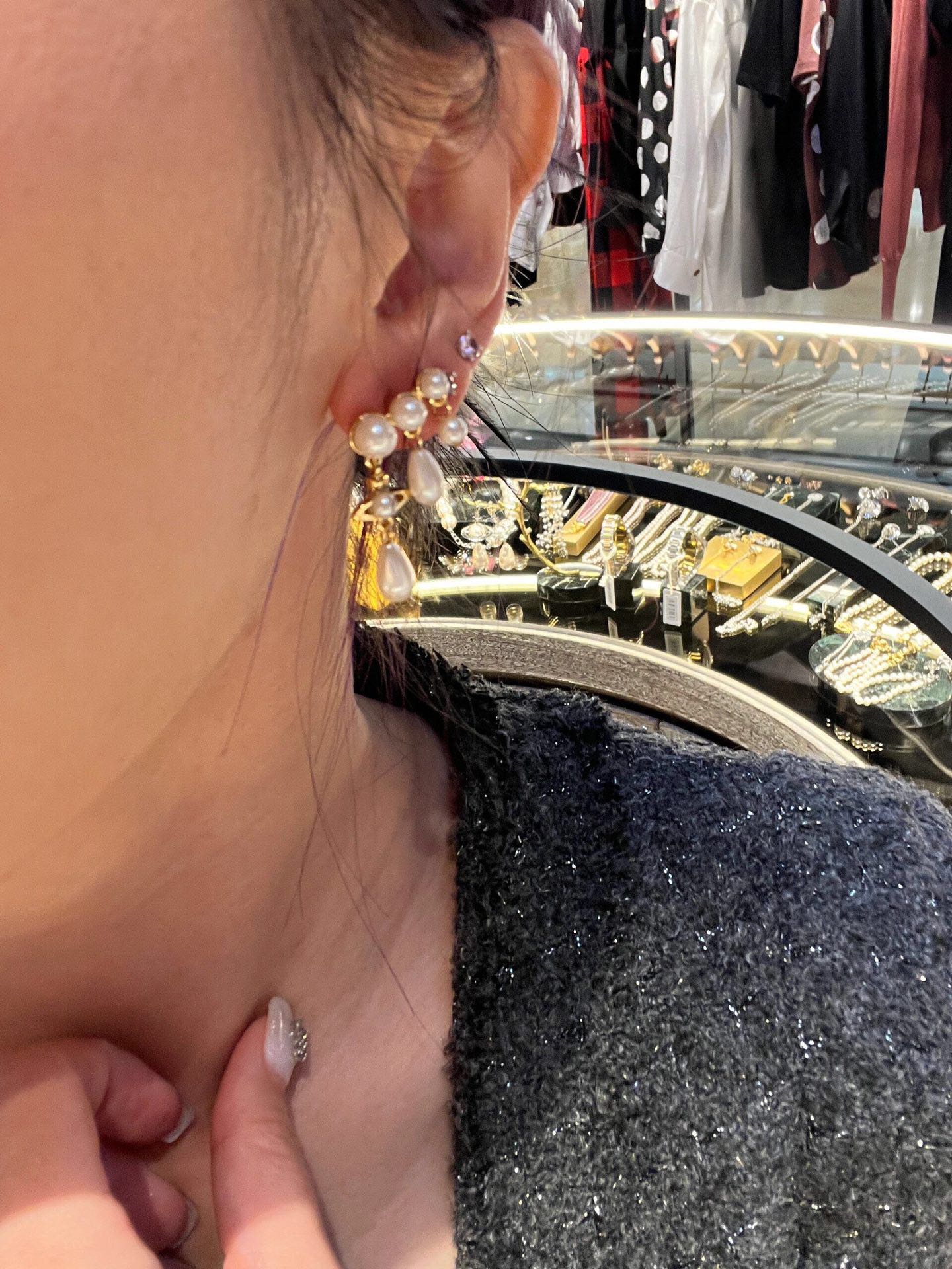 vivienne westwood triple drainage pearl saturn earrings eha199
