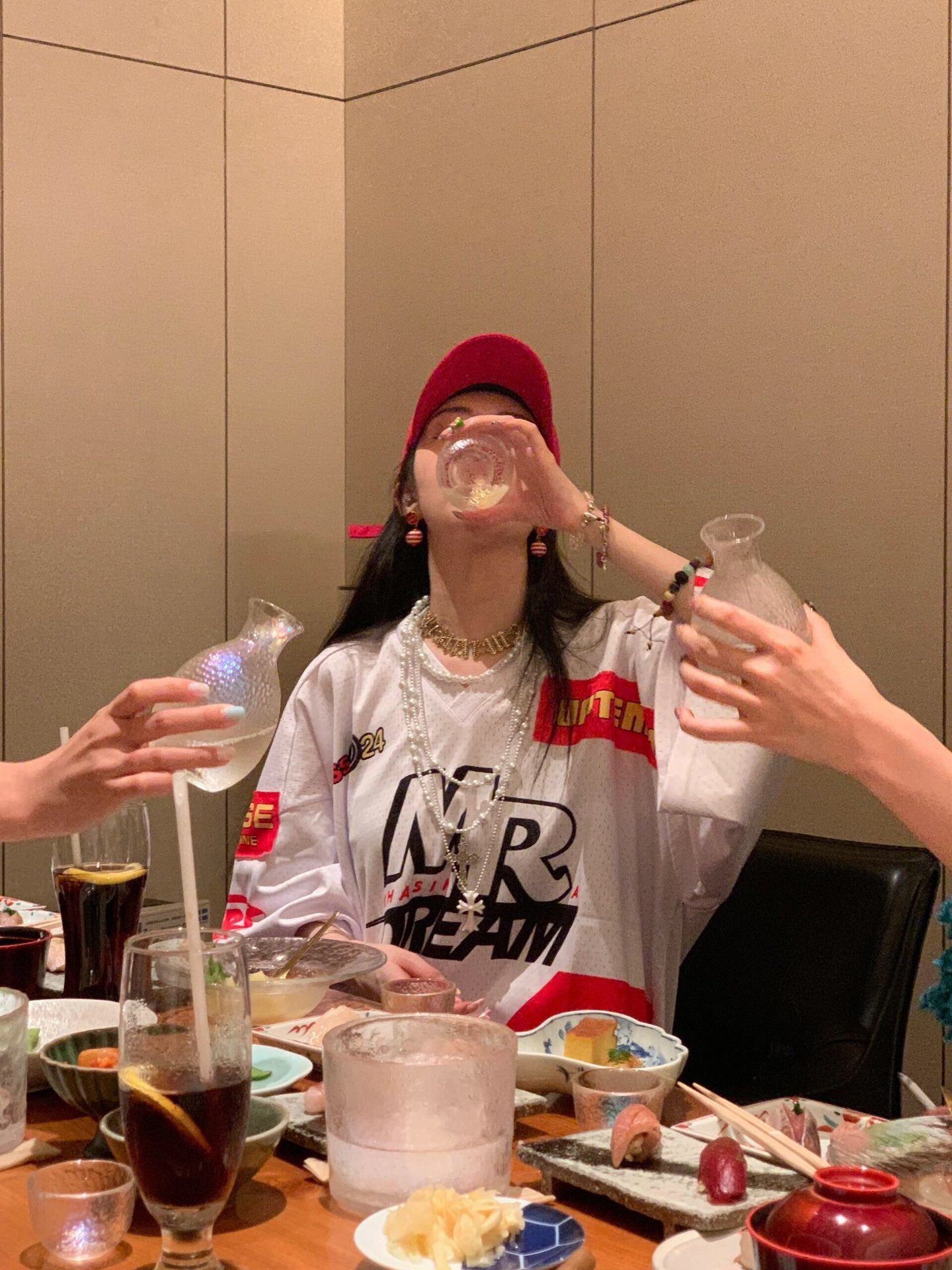 red and white striped ball letter circular earrings eha204