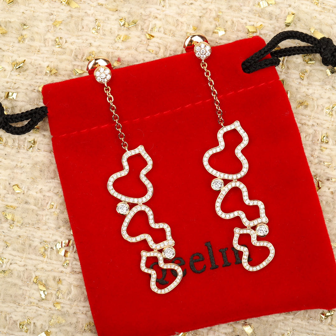 18k gold gourd hollowed out silver earrings eha518