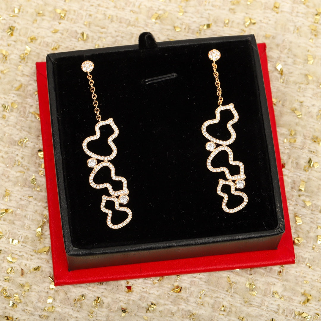 18k gold gourd hollowed out silver earrings eha518