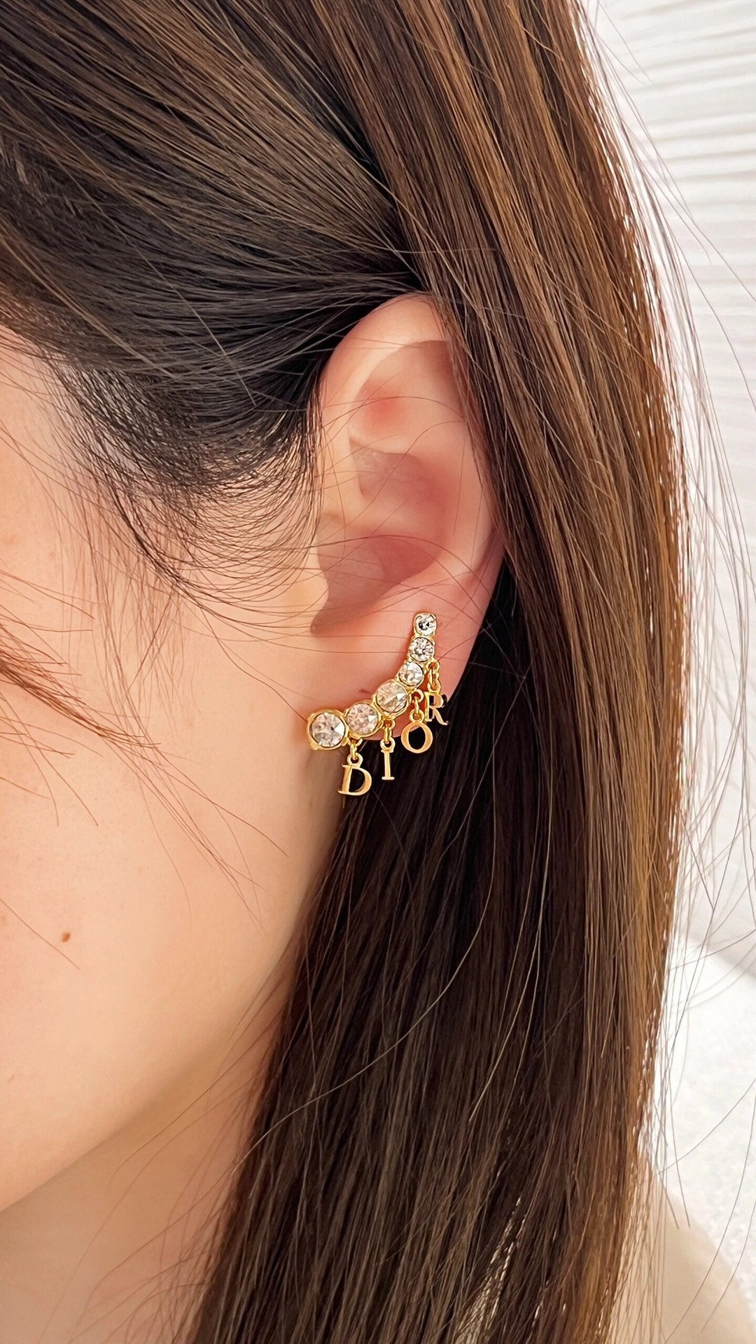 golden letter rhinestone tassel earrings eha304