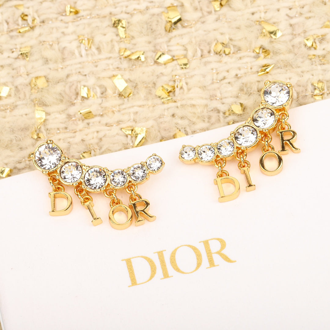 golden letter rhinestone tassel earrings eha304