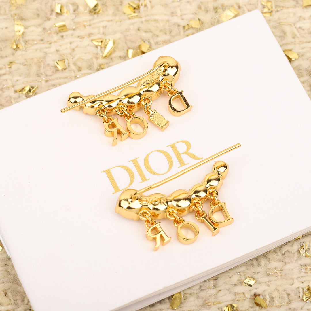 golden letter rhinestone tassel earrings eha304