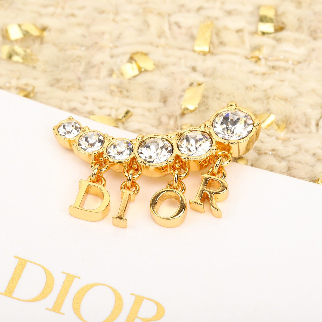 golden letter rhinestone tassel earrings eha304