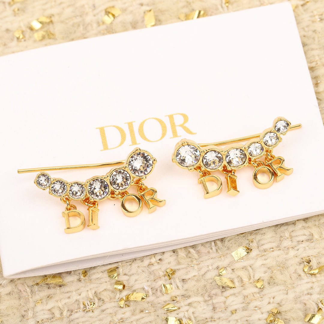 golden letter rhinestone tassel earrings eha304