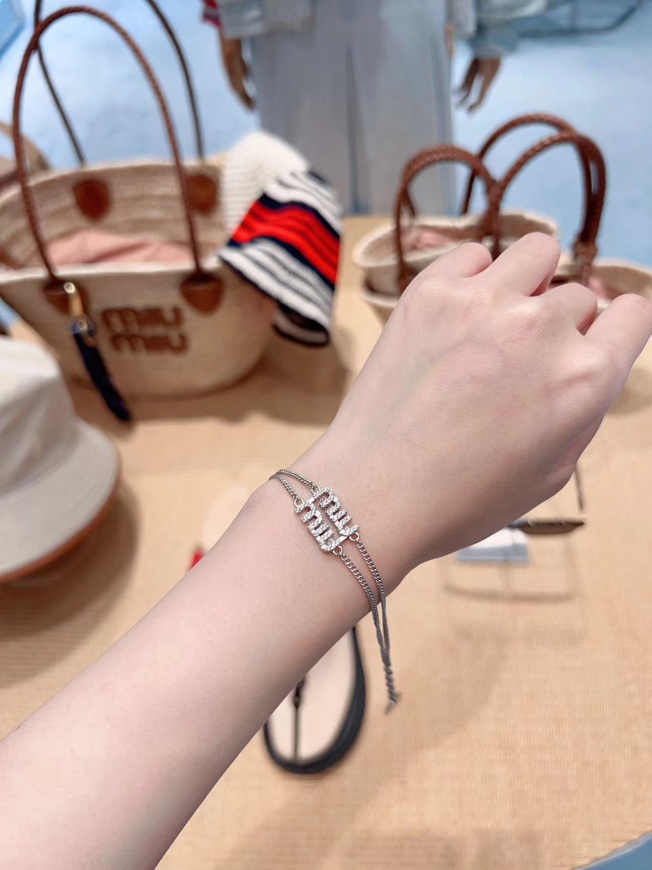 Miumiu Full Diamond Letter Double Layer Bracelet SLA92