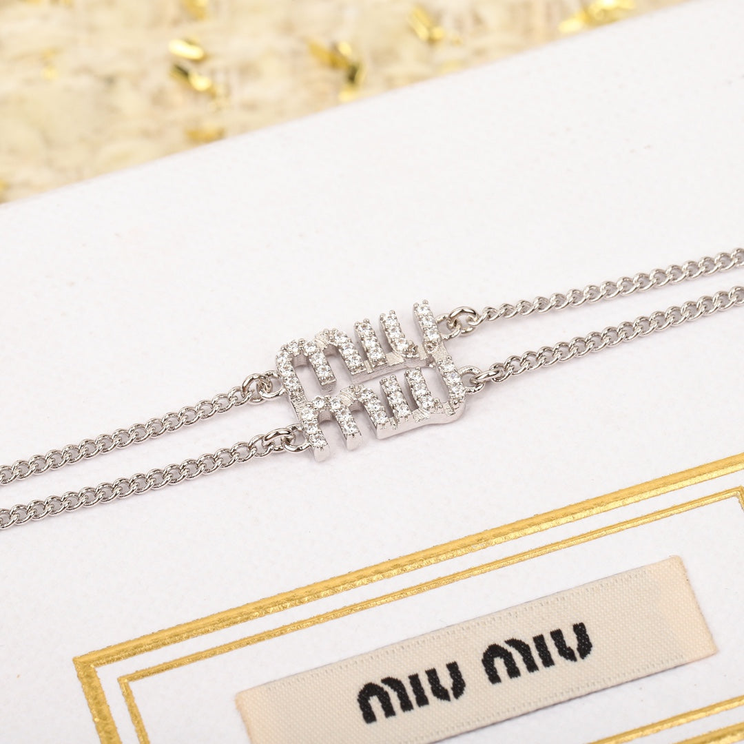 Miumiu Full Diamond Letter Double Layer Bracelet SLA92