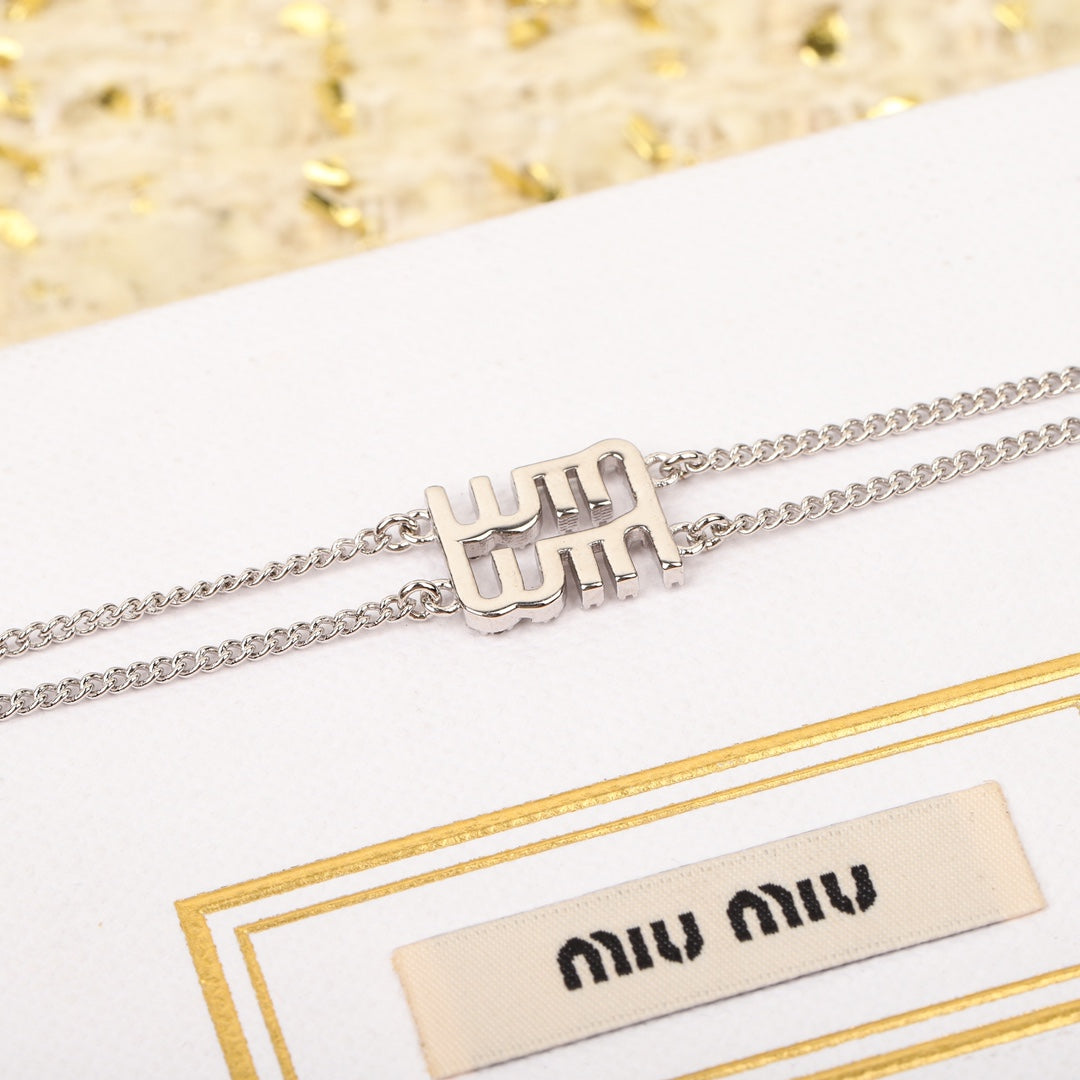 Miumiu Full Diamond Letter Double Layer Bracelet SLA92