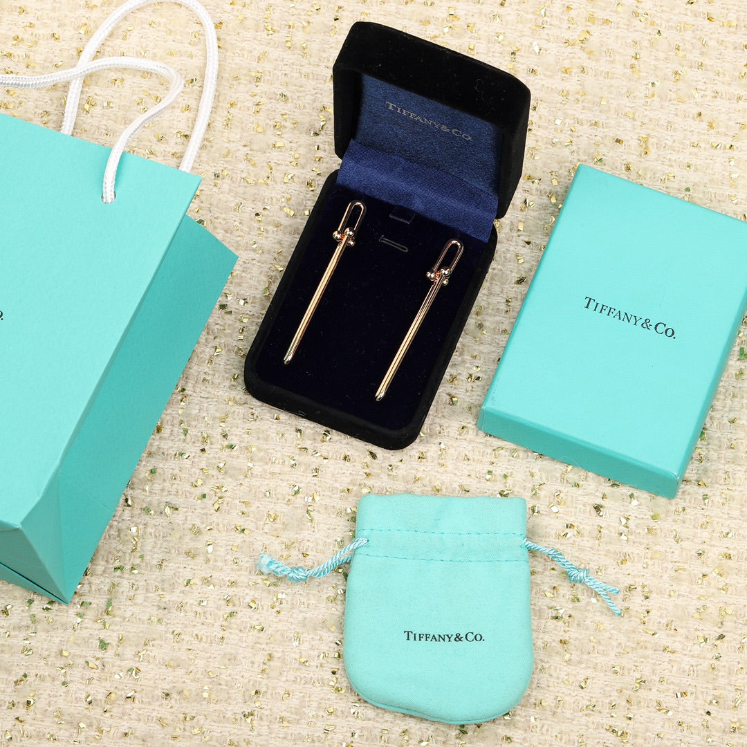 hardwear 18k gold double long chain irregular geometric earrings eha194