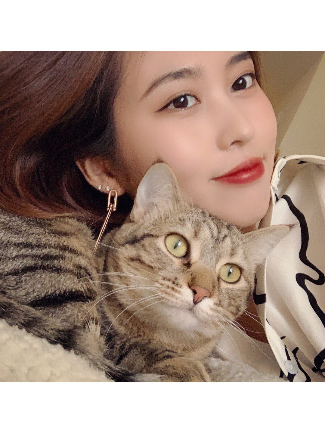 hardwear 18k gold double long chain irregular geometric earrings eha194