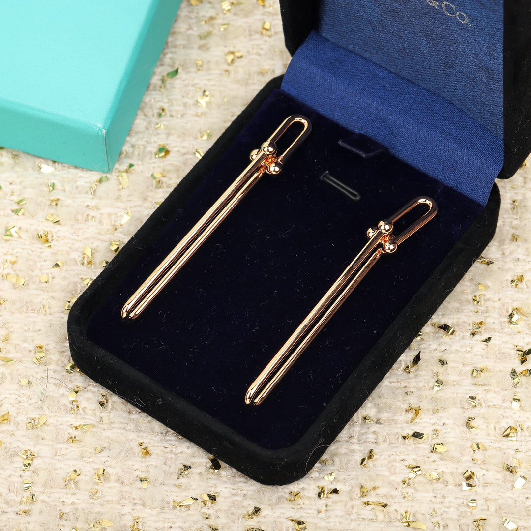 hardwear 18k gold double long chain irregular geometric earrings eha194