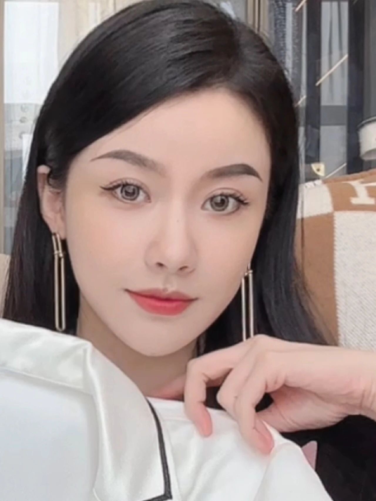 hardwear 18k gold double long chain irregular geometric earrings eha194