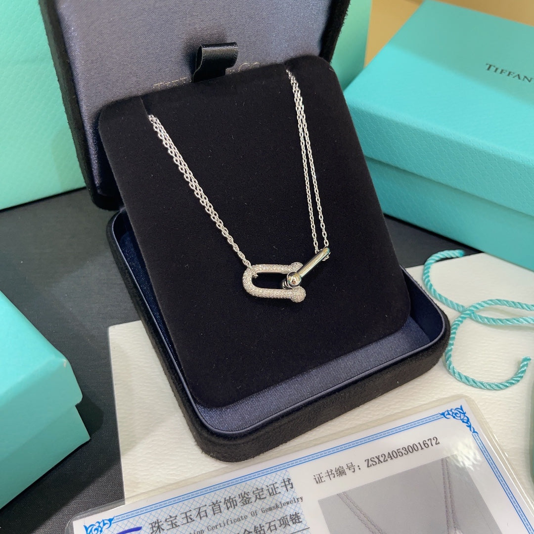 TF double chain U-shaped horseshoe buckle necklace