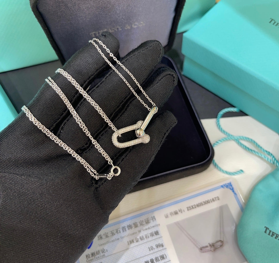 TF double chain U-shaped horseshoe buckle necklace