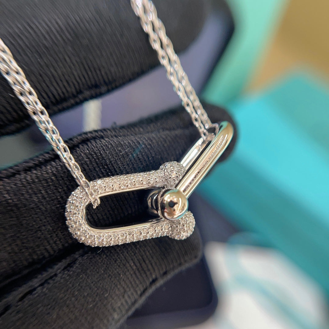 TF double chain U-shaped horseshoe buckle necklace