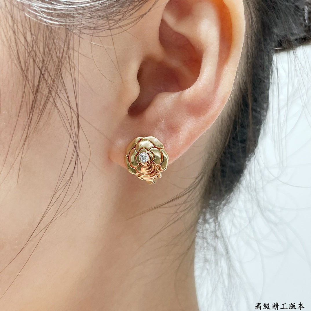 CHA Golden Camellia Earrings EHA283