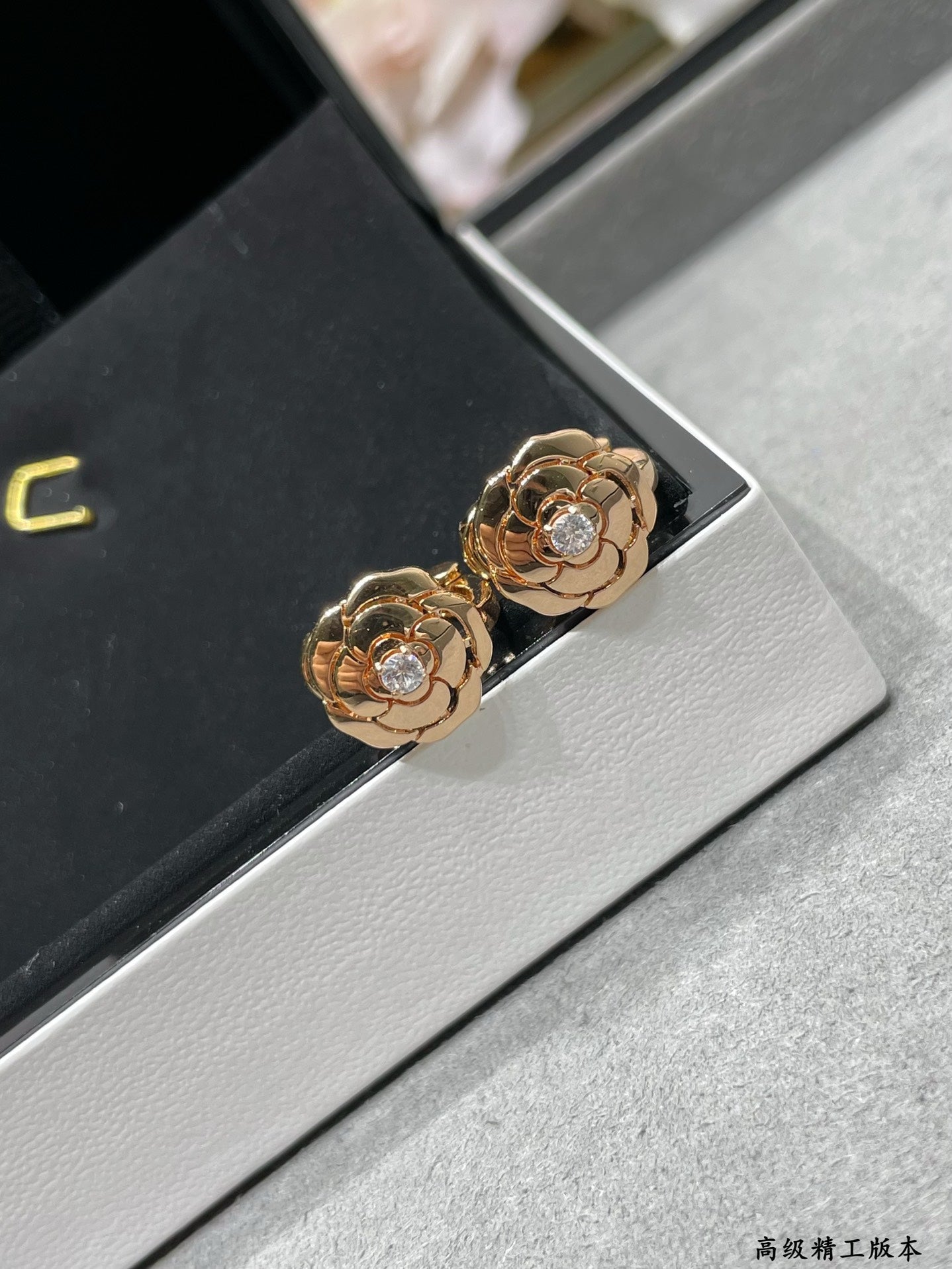 CHA Golden Camellia Earrings EHA283