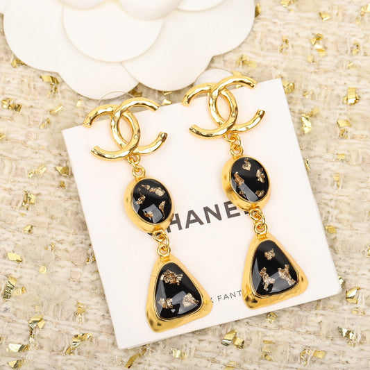 CHA Gold Pendant Resin Earrings EHA325