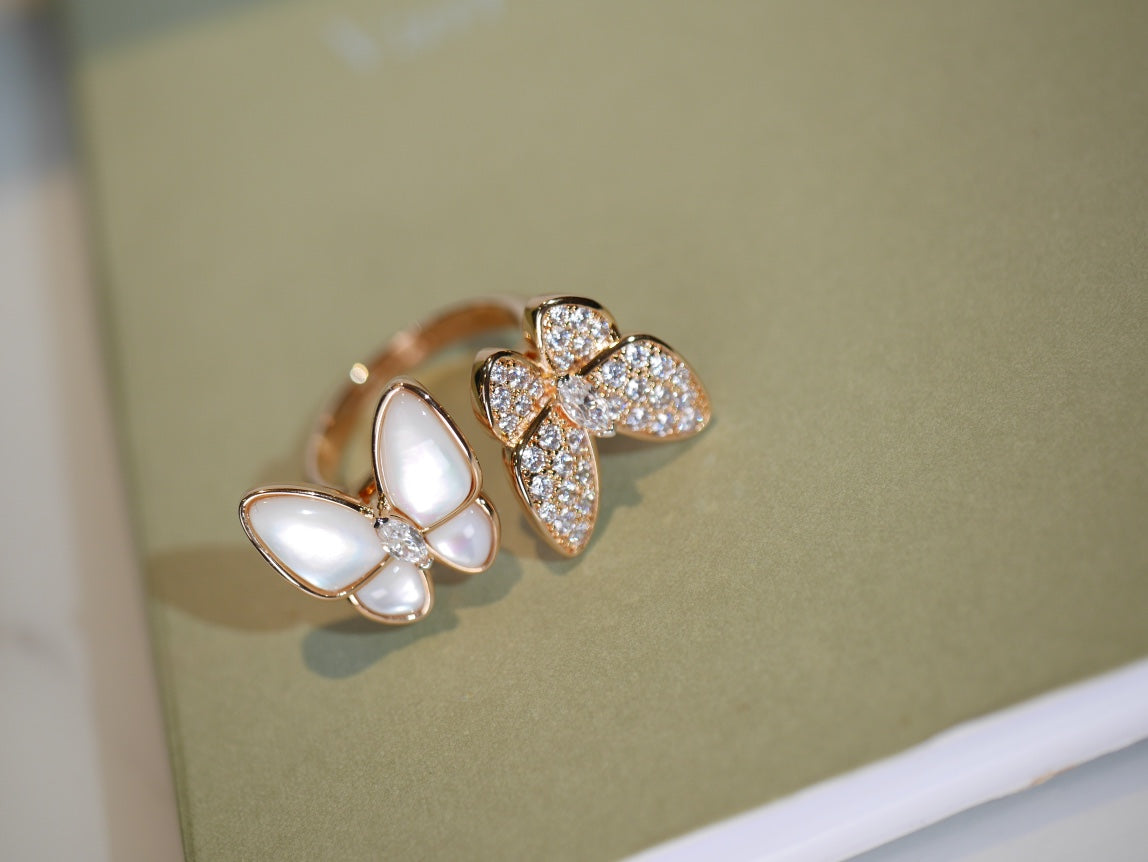 Rose Gold Two Butterfly Ring JZA82